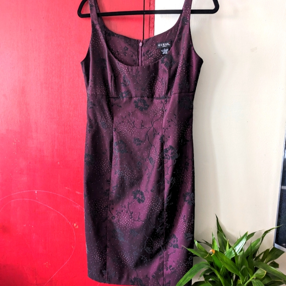 Guess Midi Size 11 Wine Rose with Black Dress